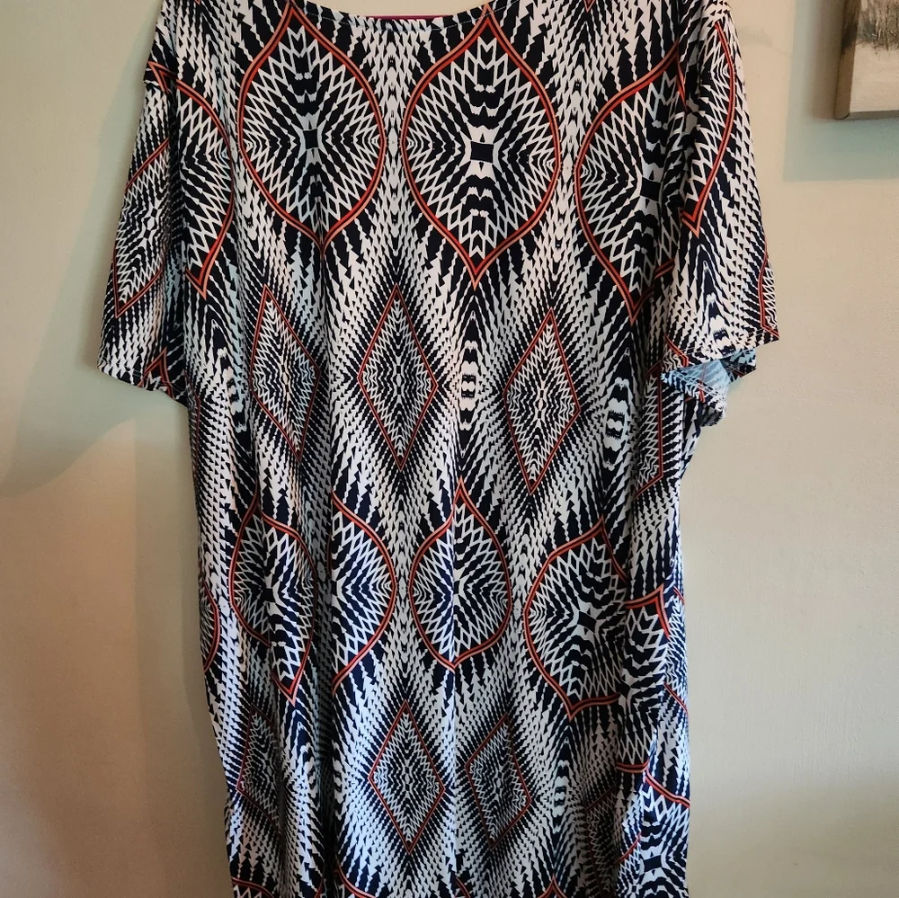 Anthony Richards Womens Plus Size Knee Length Midi Dress Geometric 4X New